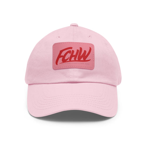 FCHW Dad Hat with Leather Patch (Pink)
