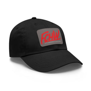 Black/Red FCHW Dad Hat with Leather Patch (Rectangle)