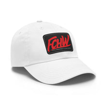 Load image into Gallery viewer, White/Red/Black FCHW Dad Hat with Leather Patch (Rectangle)