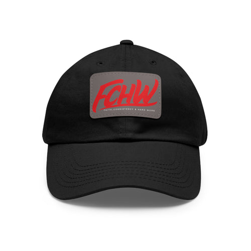 Black/Red FCHW Dad Hat with Leather Patch (Rectangle)